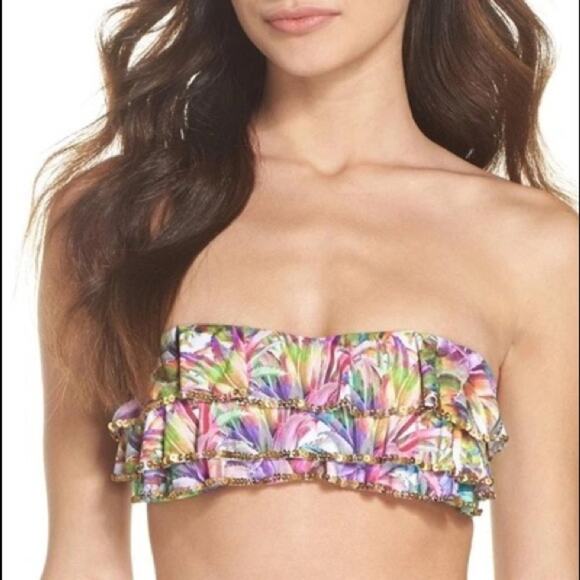 Pilyq Other - Pilyq Sequin Ruffle Bandeau Bikini Top In Lanai NWT